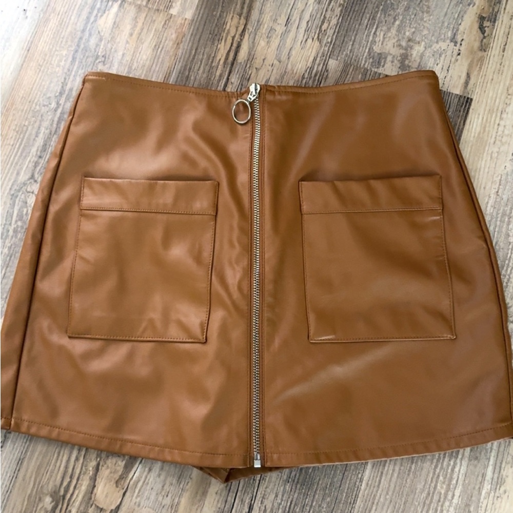 Brown Leather Mini Skirt